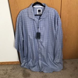 Plus size Mens blue long sleeve button down shirt